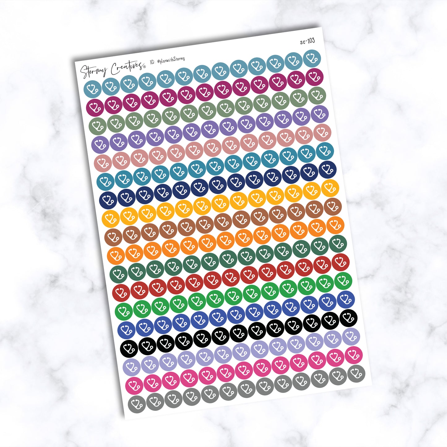 Small Medical Stethoscope Dot Stickers
