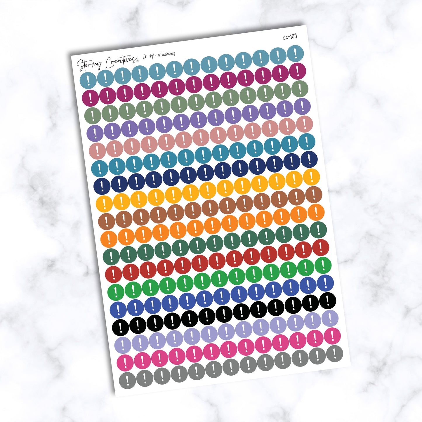 Small Exclamation Point Dot Stickers