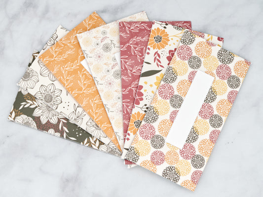 PRINTABLE Set of 7 Horizontal Cash Envelopes, October Retro Florals Kit-48