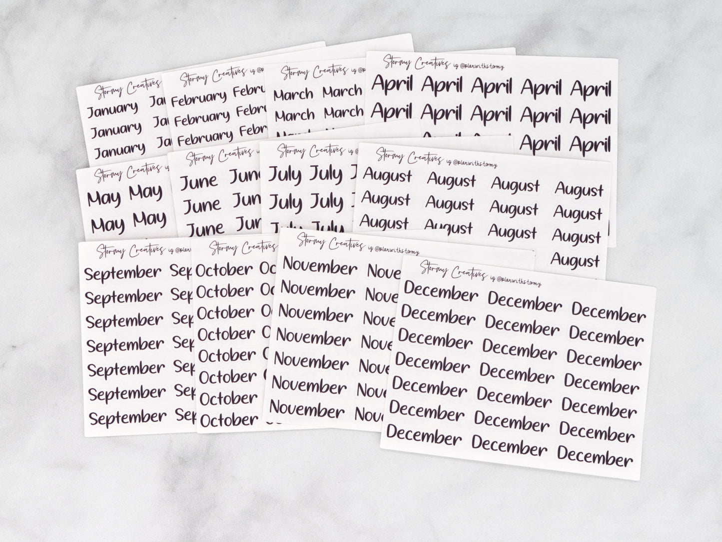 Small Month Stickers