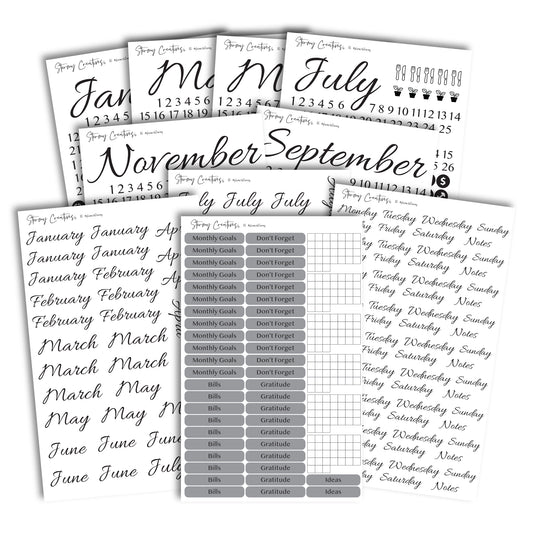 Essentials Calendar Planner and Journaling Stickers Starter Kit