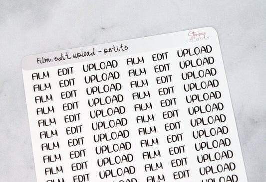 Film, Edit, Upload Script Stickers - Small Size