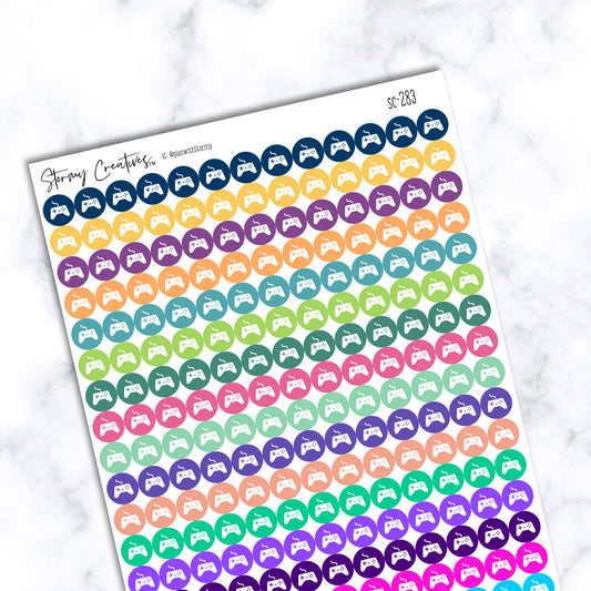 Small Gaming Icon Dot Stickers, 260 Stickers per sheet