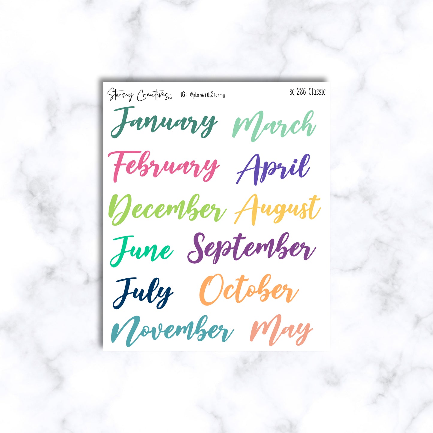 Colorful Month Labels