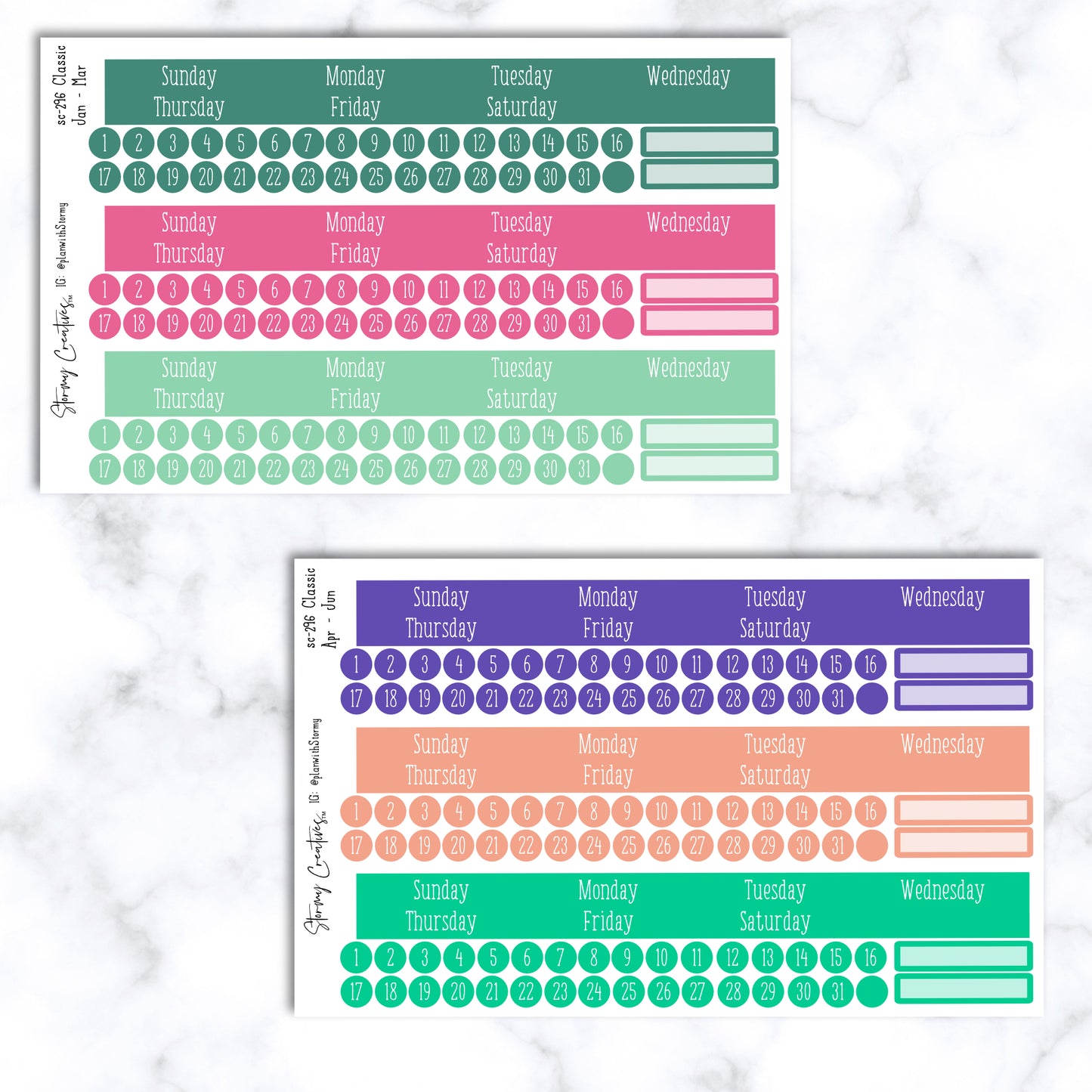 Monthly View Stickers - Erin Condren Classic Colors